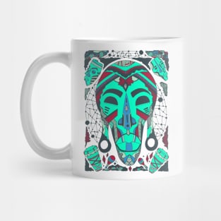 Teal Tribal African Mask Mug
